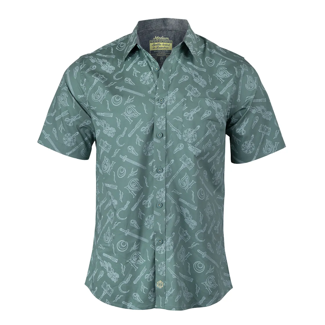 Polo & Button Down Shirts-Critical Role Bells Hells Weapons Button Down Short Sleeve Shirt