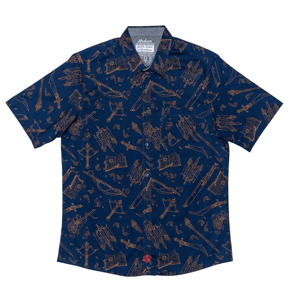Polo & Button Down Shirts-Critical Role Mighty Nein Weapons Button Down Short Sleeve Shirt