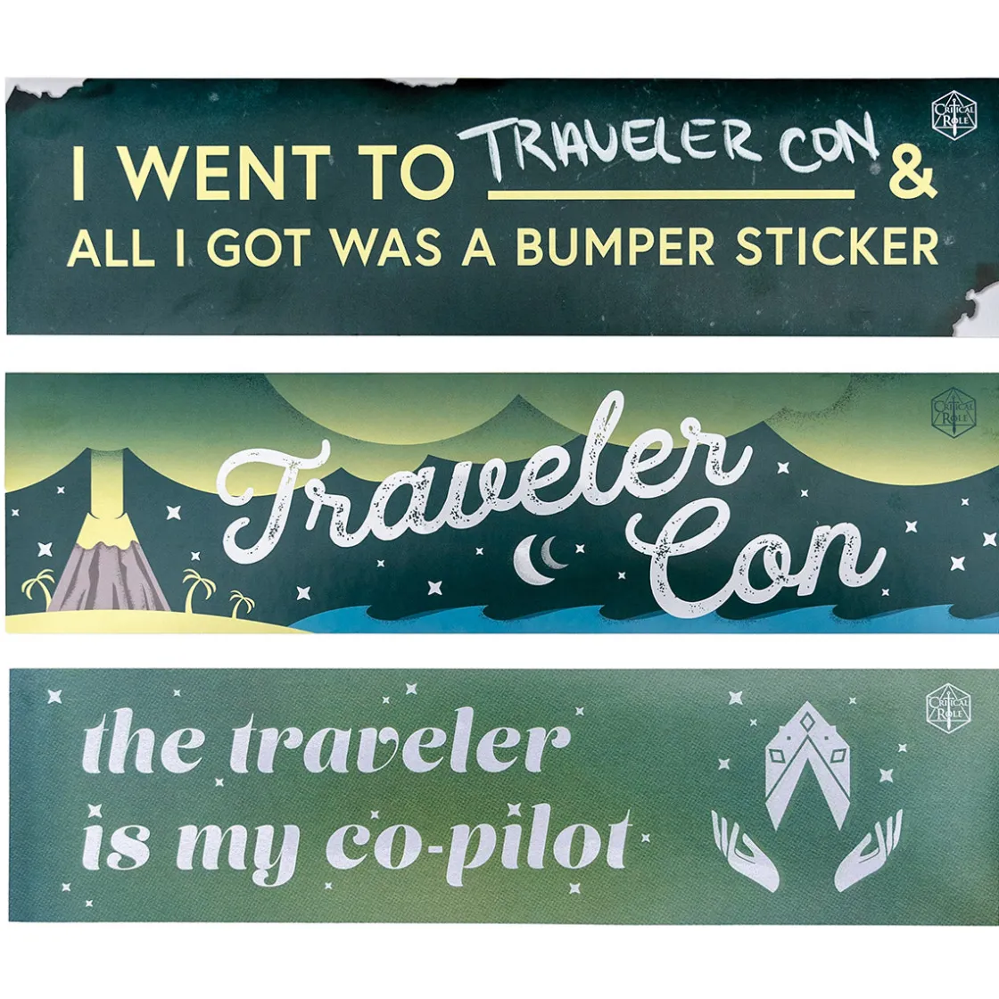 Decals And Stickers-Critical Role Traveler Con Bumper Sticker 3-Pack Set